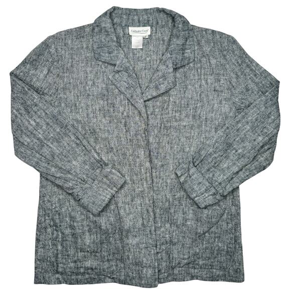 Coldwater Creek Jacket Womens Sz 12 Gray Blazer Linen Blend Long Sleeve Open‎ - Picture 1 of 5